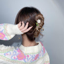 Lily Flower Hairpin Women Metal Hair Claw Barrette Headband Ponytail Crab A4Q8