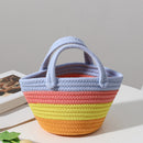 Rainbow Straw Women Handbag Purse Totes Woven Cotton Straw Summer Top-Handle Bag