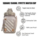 Water Bottles with Straw - Sports Big Belly 1500ml Water Jug Cup (Grey)