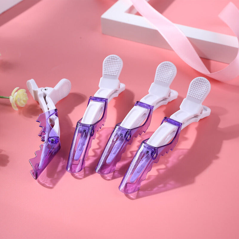 10pcs Plastic Salon Hair Clip Set Hairdressing Crocodile Hair Grip (Purple)