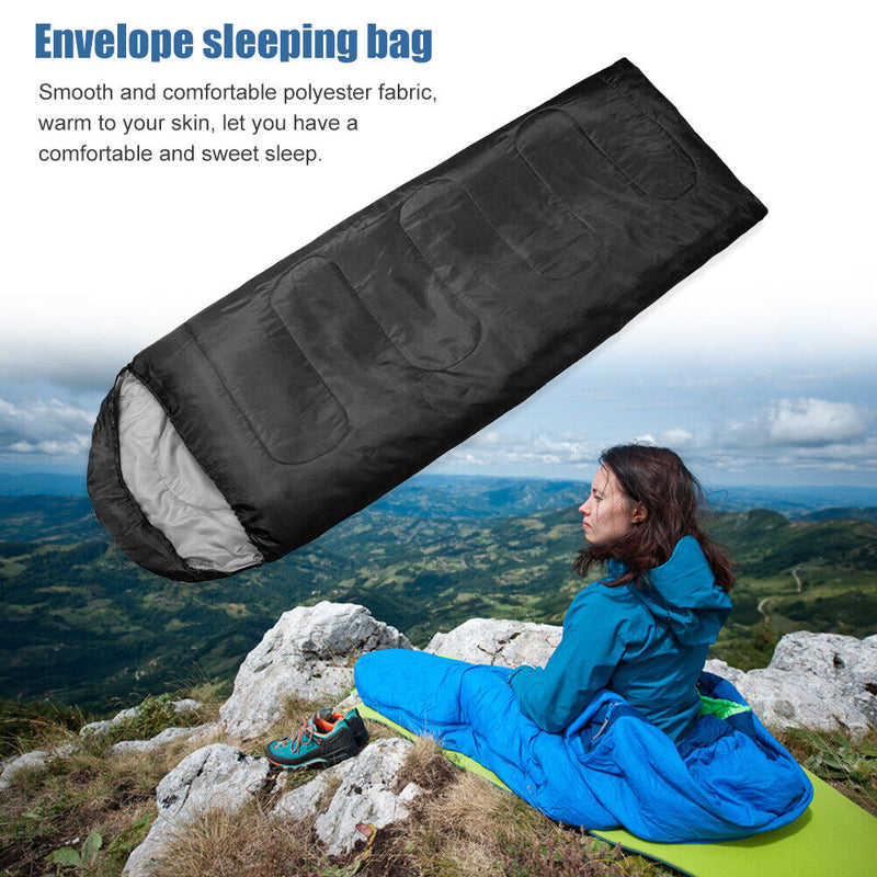 #A Camping Sleeping Bag Ultralight Warm Envelope Backpacking Hooded Sleeping B