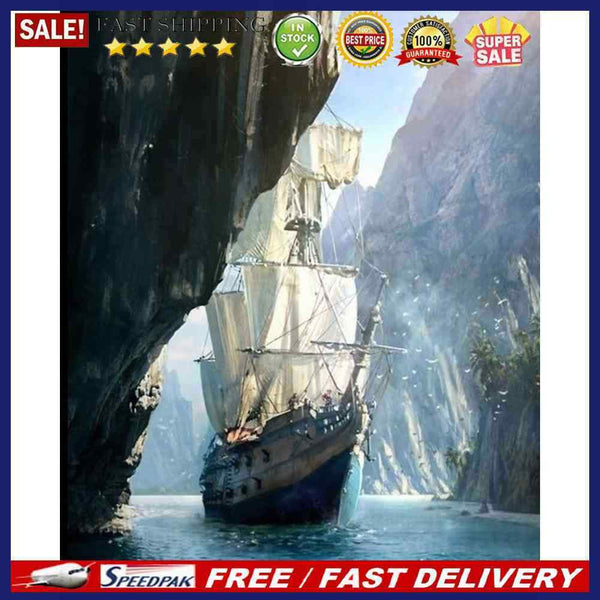 Handmade DIY Hand Painted Paint By Numbers Oil Canvas Pictures Boat Kit Artwo