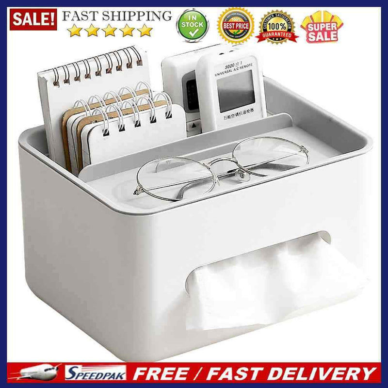 Tissue Box Remote Control Napkin Sundries Case Holder Living Room Desk Organizer