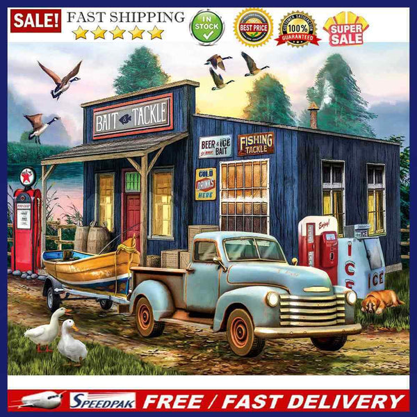 50x40cm Colorful DIY Paint By Numbers Kit Houses Cars by The Lake Decor Gif