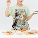 Kitchen Linen Apron Flower Cats Print Home Restaurant Cooking Baking Bib