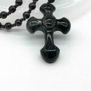 Black Obsidian Stone Cross Necklace Jewelry Gifts H0C3