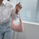 Fashion Women Curly Plush Pure Color Chain Hobos Shoulder Underarm Bag Handbags