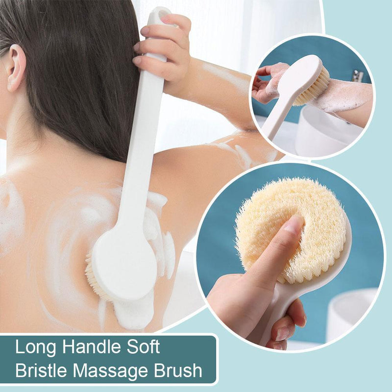 Body Brush Shower Scrubber Lotion Applicator Sponge Bath Back Brush Long Handle`