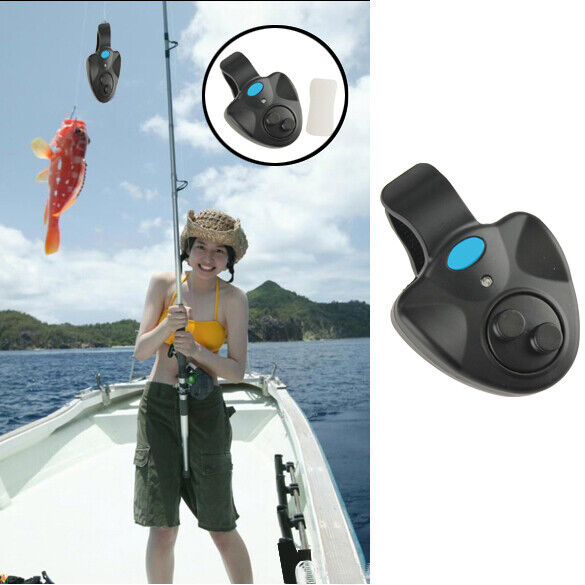 Electronic Fish Bite Finder Alarm LED Light Bell Clip on Angel Black