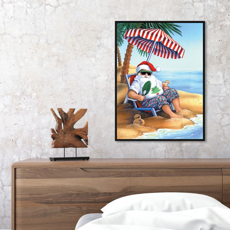 Oil Paint by Numbers Santa Canvas Artwork Living Room Wall Picture Decoration
