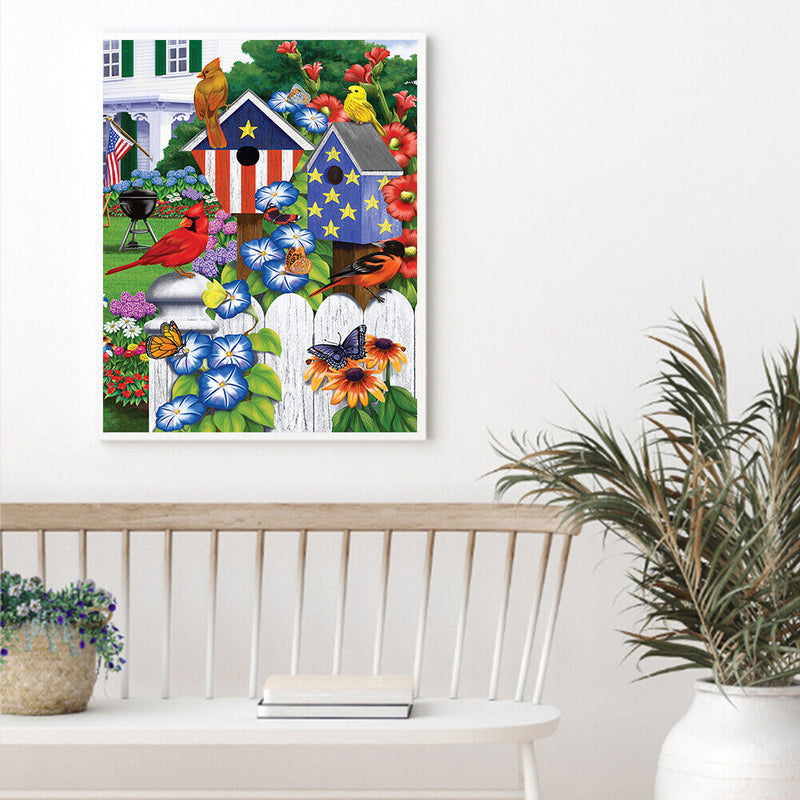 Flower Bird Oil Paint By Numbers DIY Canvas Wall Art Picture Craft Home Decor