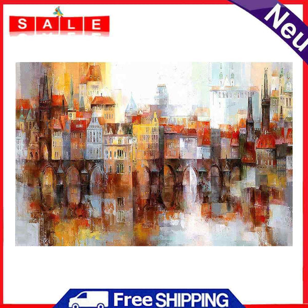Riverside Town Oil Paint By Numbers Canvas DIY Picture for Adults Children Craft
