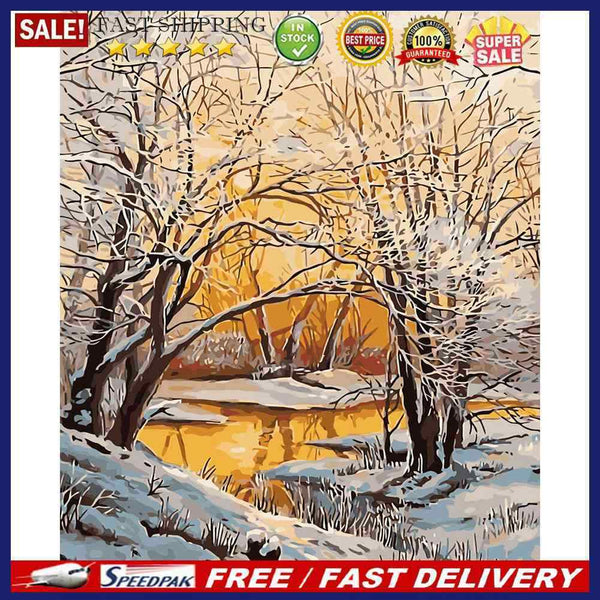 Snow Treetops Colouring Oil Canvas DIY Hand Painted Paint By Numbers Kit Artwork