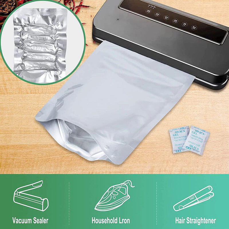 50pcs Mylar Bags for Food Storage Resealable Grain Bean Packaging Pouch Bag