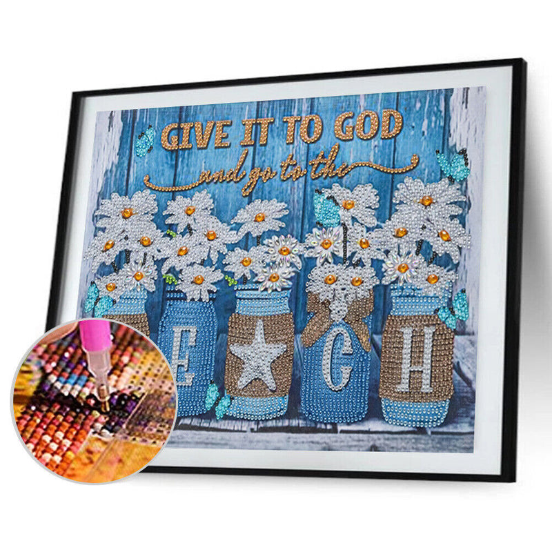 5D Diamond Painting DIY Flower Letters Partial Special Shape Drill (X064) Newly