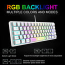 K61 RGB Wired Keyboard 60 Percent 62 Keys Ergonomic Gaming Keyboard (White)