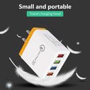 4 USB Travel Wall Charger 3A Fast Charging Charger US Plug Adapter (Orange)
