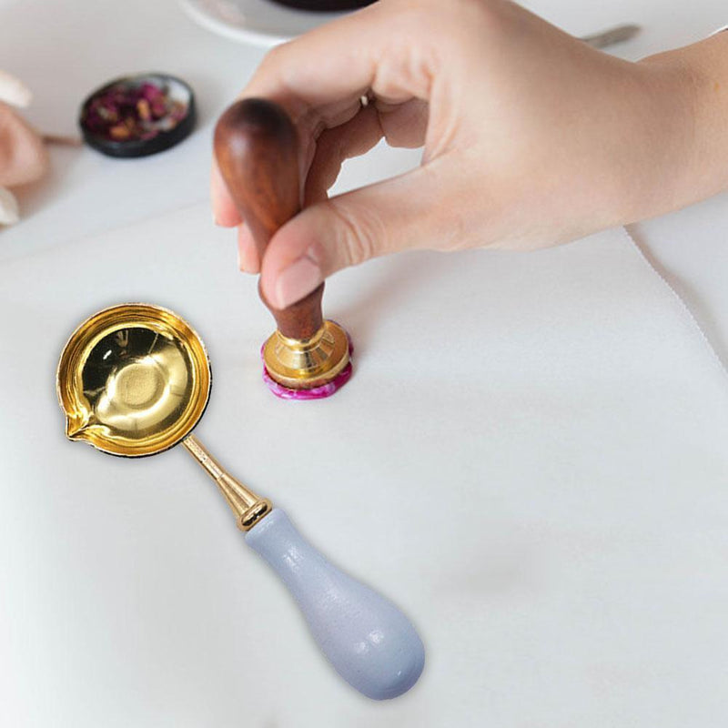 Sealing Wax Spoon Solid Wood Retro Wax Decorative Stamp Craft (Light Blue)