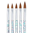 5X Sable Kolinsky Acrylic Nail Art UV Gel Carving Brush Set Too Glitter C3W3