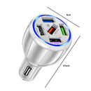 5USB QC3.0 Car Charger 3.1A Multi Ports Phone Fast Quick Charging (White) Newly