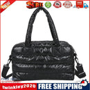 Women Retro Cotton Padded Nylon Messenger Bag Large Top-handle Bag (Black)