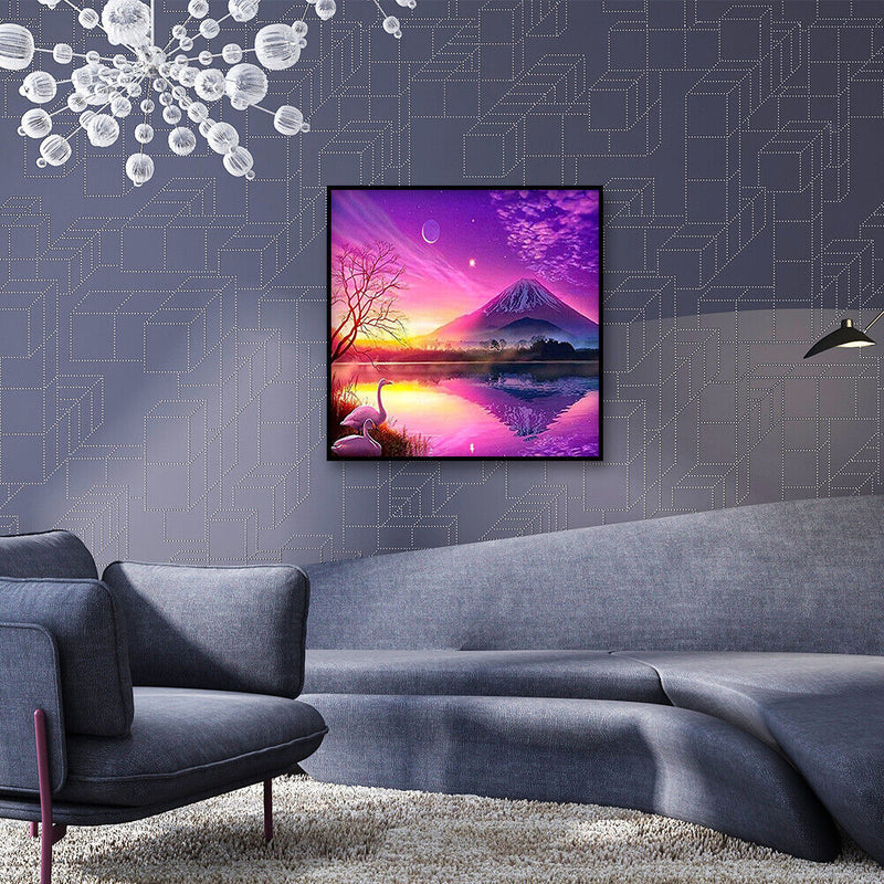 Rhinestone Embroidery Mosaic Purple Snow Mountain Diamond Painting Wall Decor