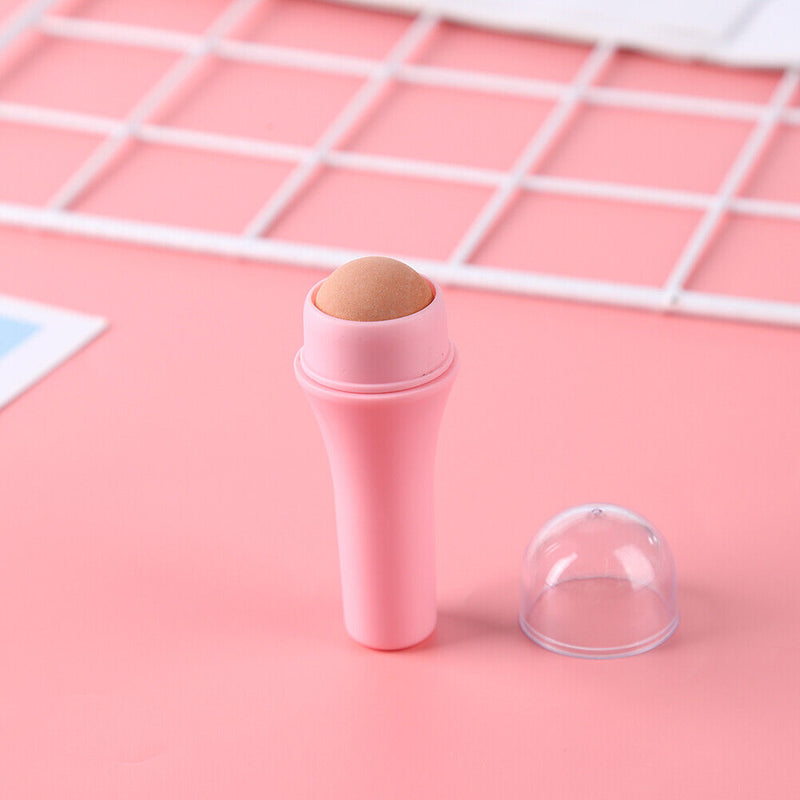 Face Oil Absorbing Roller T-zone Massage Volcanic Stone Skin Care (Pink) Newly