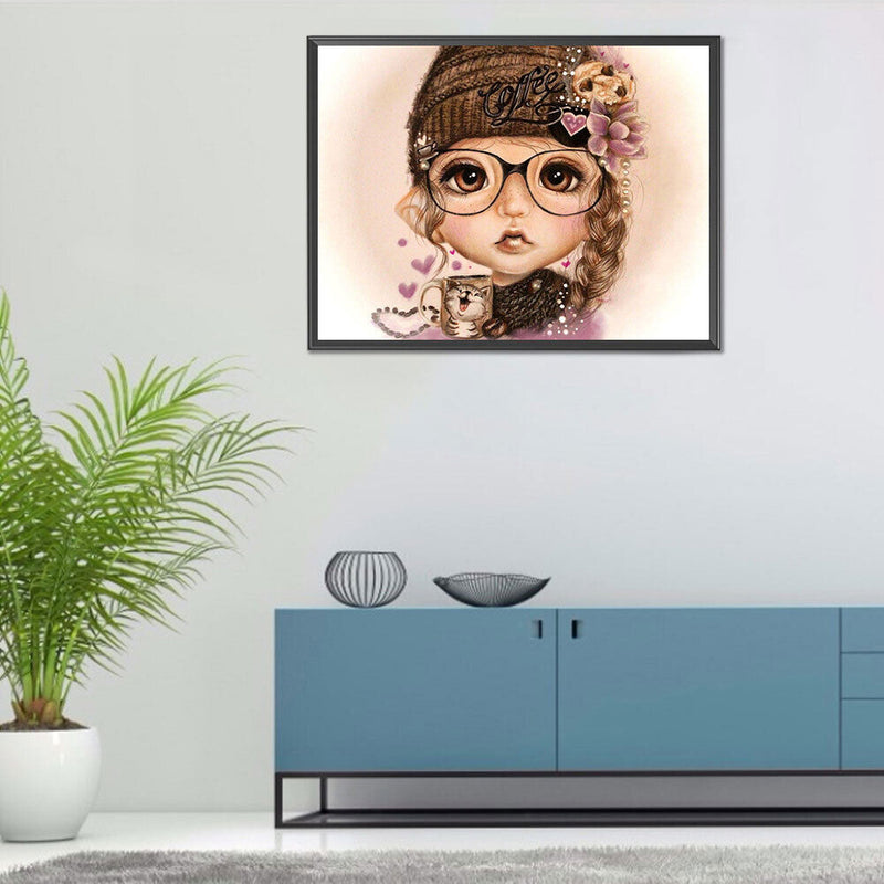 Coffee Girl Oil Paint By Numbers Kits Canvas Picture Wall Art DIY Craft