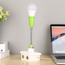 E27 LED Light Bulb Holder Universal Flexible Extension Lamp Socket (Green)