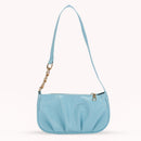 Women Pleated Chain Solid Color Underarm Bag Casual Small Handbag (Blue)