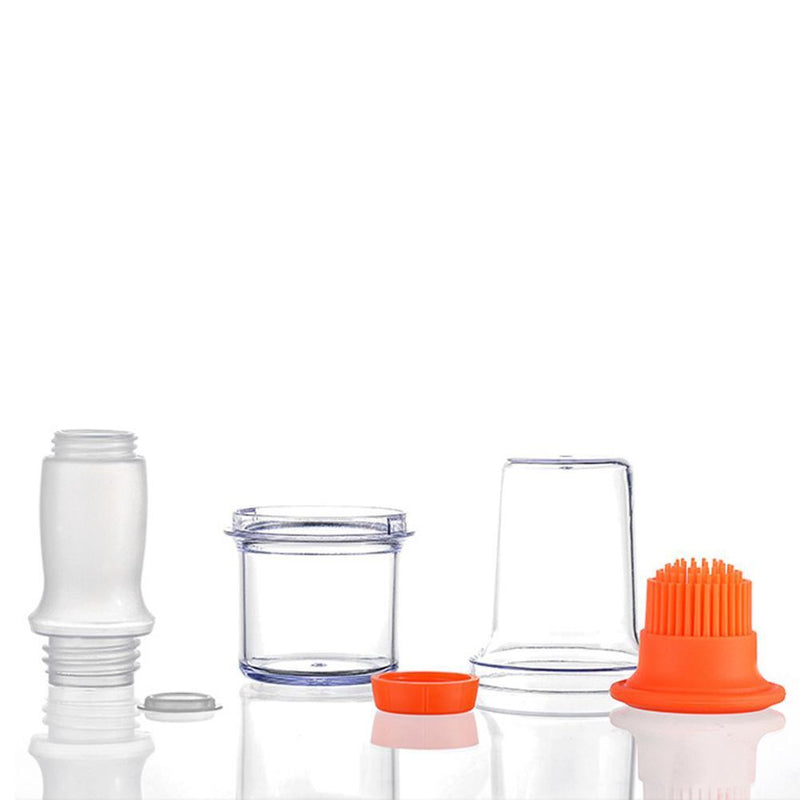 Portable Press Silicone Oil Bottle Brush Storage Cover Baking Tool Orange*2
