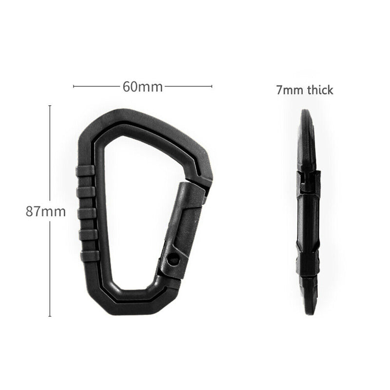 5pcs Outdoor Carabiner Molle Buckle Keychain Hook Camping D Buckle (Black)
