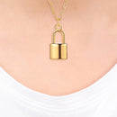 Metal Lock Pendant Crystal Clavicle Chain Pendant Necklace Statement Jewelry