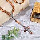 Catholic Cross Pendant Cross Necklace Wood Beads Necklace Rosary Necklace
