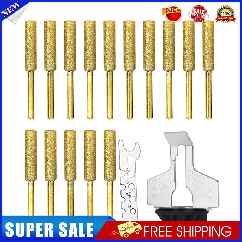 15pcs Diamond Chainsaw Sharpener Stone Cylindrical Chain Grinder (5.5mm)
