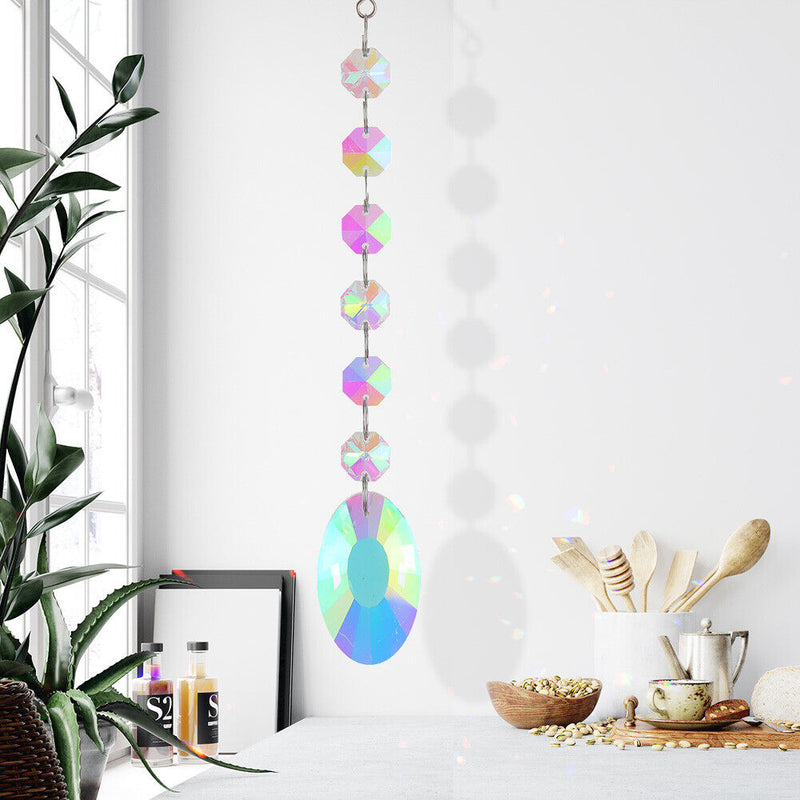 #A Crystal Windchimes AB Color Beads Window Craft Outdoor Garden Hanging Pendant