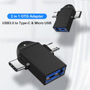 2 in 1 OTG Adapter USB 3.0 to Type C Micro USB Male Connector Aluminum Alloy