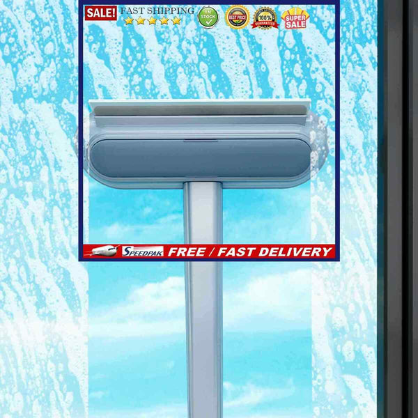 Window Cleaning Squeegee 4-in-1 Window Cleaner Long Handle Scrub Brush Tools