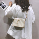 Women Shoulder Bag Straw Weave Phone Purse Zip Shell Shoulder Crossbody Handbag