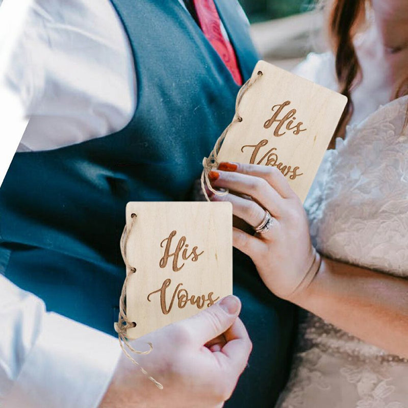 Wood Photography Props Wedding Decoration Her & His Vows Marriage Vows Booklets