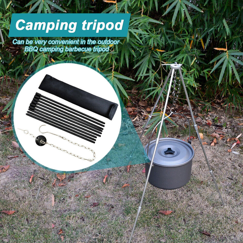 Outdoor Camping Hanging Cooking Pot Campfire Picnic Bonfire Tripod Equipment