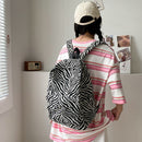 Preppy Style Women Zebra Pattern Printing Handbag Rucksack Casual Large Backpack