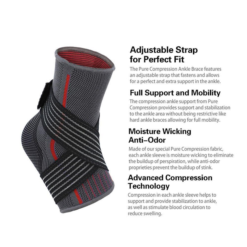 Gym Sport Fitness Unisex Ankle Protector Compression Foot Support Strap (M)