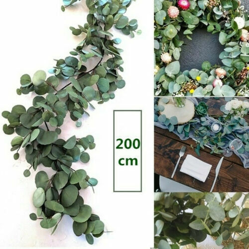 200CM Artificial Eucalyptus Garland Hanging Rattan Greenery Home Decor W6T2