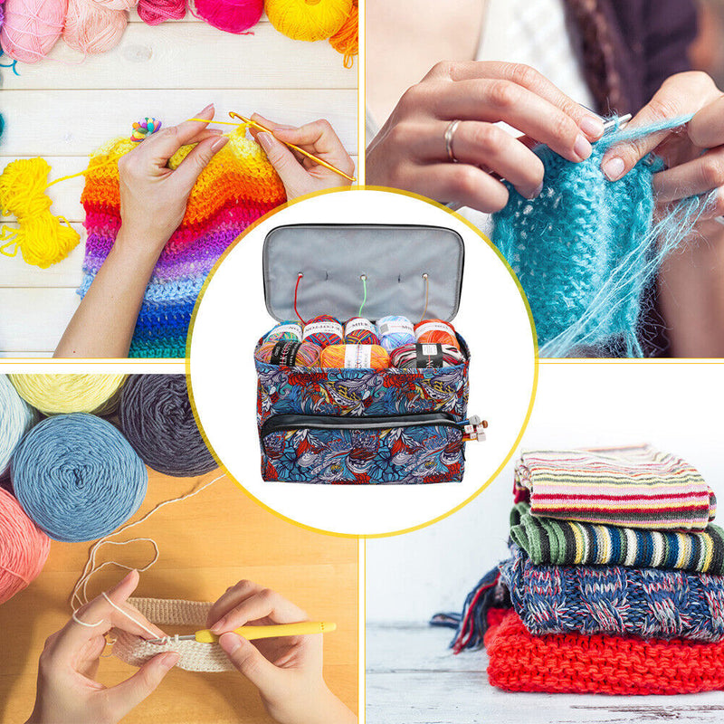 Yarn Storage Bag Large Knitting Tote for Thread Crochet Hooks Needles Organ