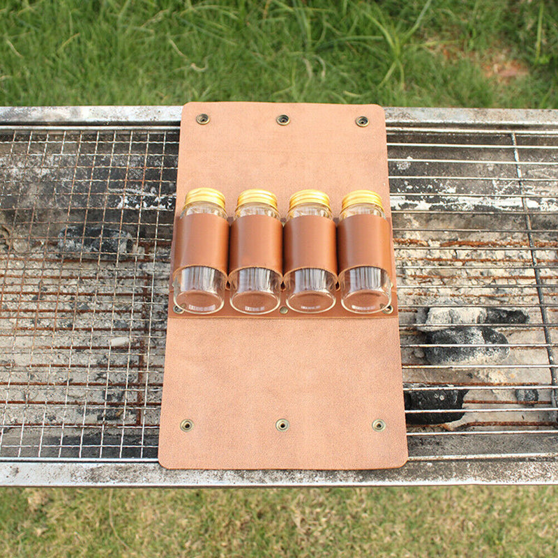 Portable Camping Picnic Seasoning Spices Pepper Bottle Storage Bag with 4 C