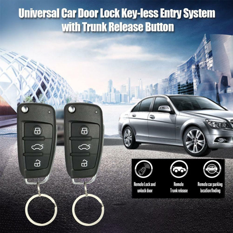 3-button Remote Control Locks Kit Keyless Entry Car Alarm System &2 Flip Key Fob