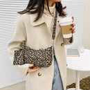 Women Leopard Print Zipper Shoulder Bag Mini Purse Composite Bag (Khaki)