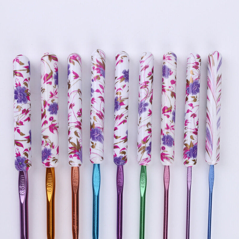 9pcs Knitting Needles Handmade Crafts Aluminum Crochet Set for Sewing Weave Tool