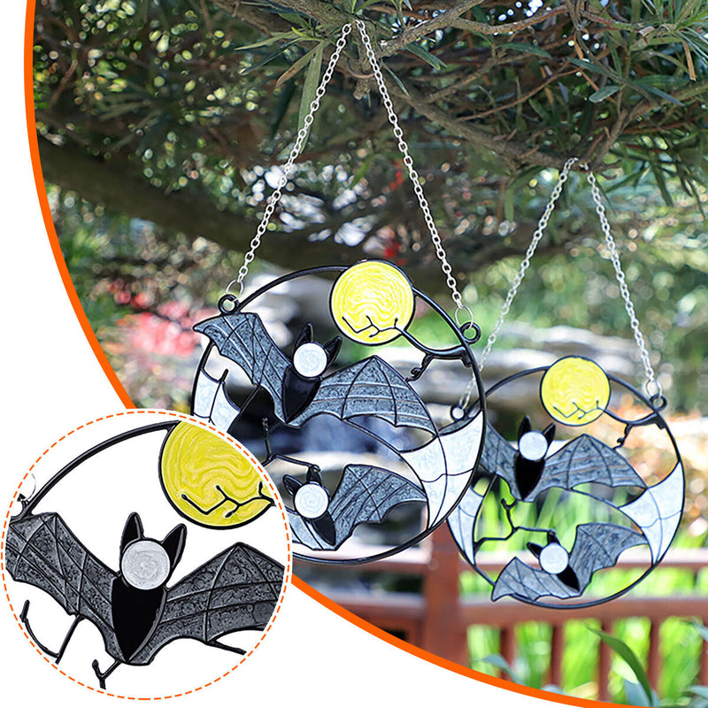 Bat Stained Window Pendant - Home Rainbow Collection Bat Moon Horror Art Craft